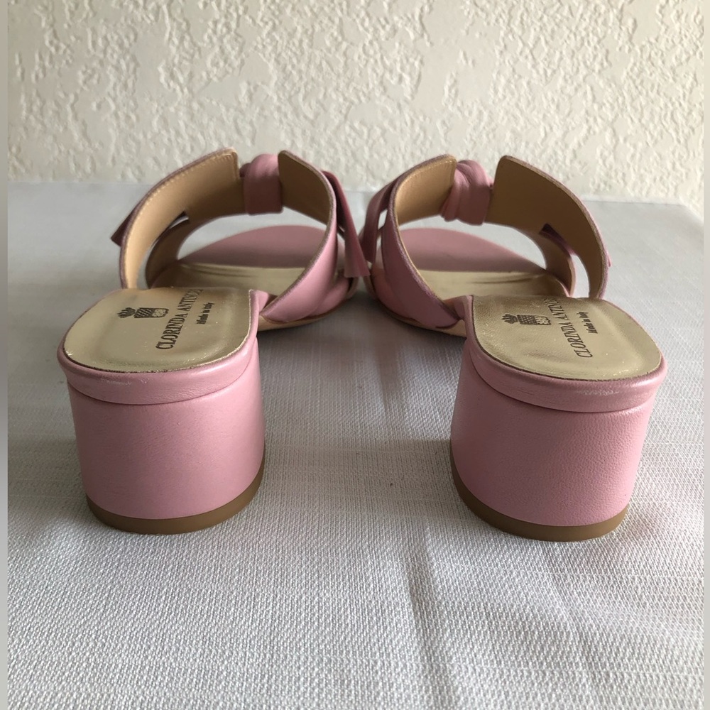 Clorinda Antinori Sandals Pink Leather Block Heel Made in Italy Size 7 $345 - Picture 6 of 12